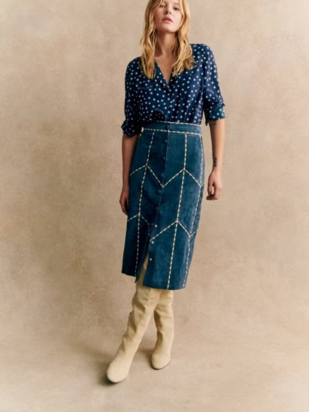 NWT Alexane Suede Skirt - Sézane x Pangea